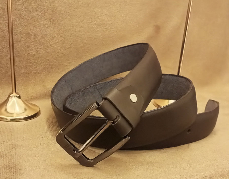 Premium Dark Brown Smooth Genuine Cow Leather Belt
