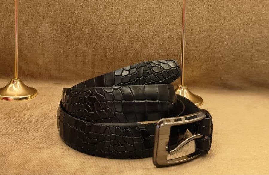 Black alligator Leather Belt for Men | Premium Formal Belt