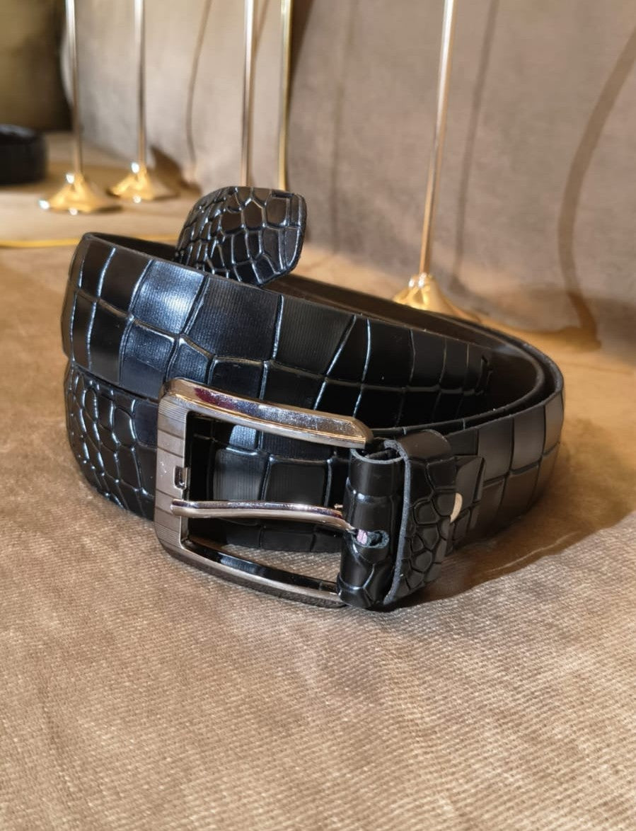 Black alligator Leather Belt for Men | Premium Formal Belt