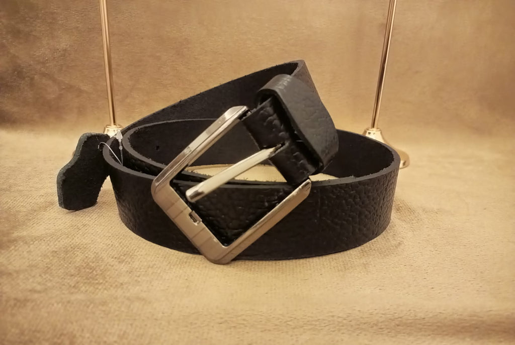 Premium black genuine cow leather belt