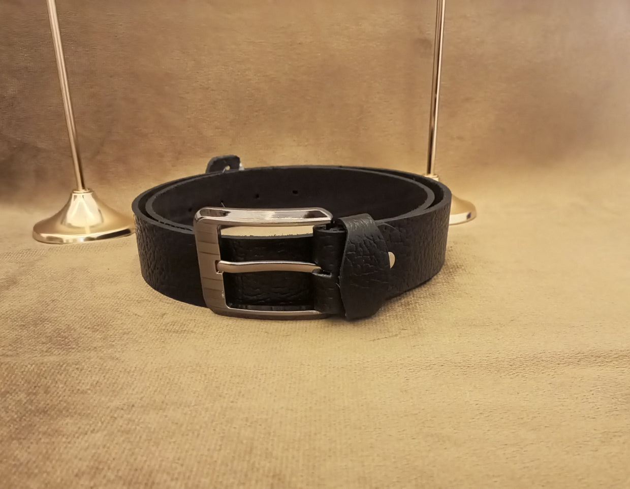 Premium black genuine cow leather belt